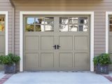 garage door, close up with plants